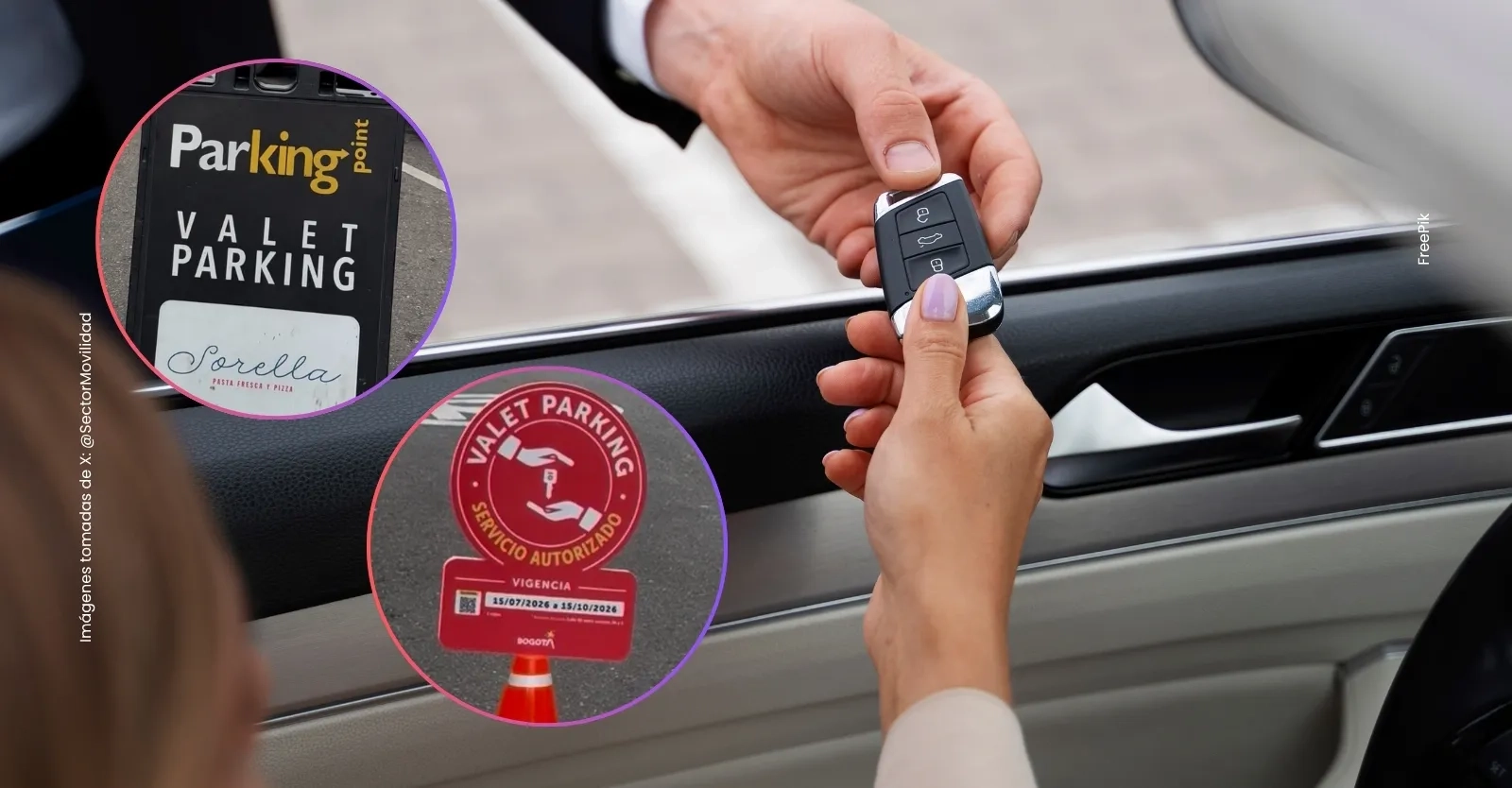 Valet parking en Bogotá con nuevo sello y código QR para verificar si el servicio está autorizado.